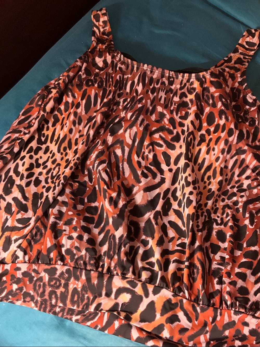 Swimsuits For All Orange & Black Leopard-Print Tankini Top - Picture 2 of 2
